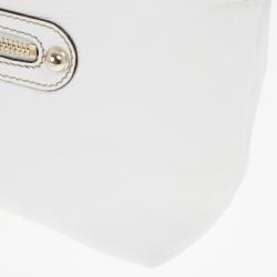 Pre Owned Gucci White Leather Signature Web Chain Tote 