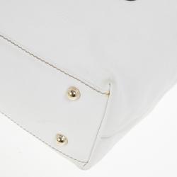 Pre Owned Gucci White Leather Signature Web Chain Tote 
