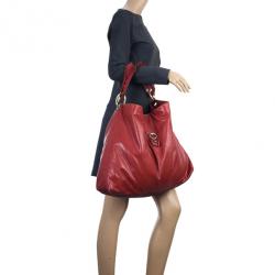 مملوكة مسب قًا Gucci Red Leather Sabrina Large Hobo Bag