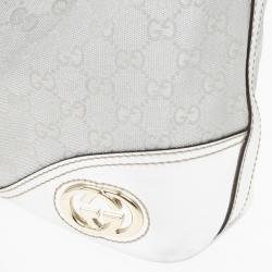 مملوكة مسبقًا Gucci New Britt Silver Monogram Medium Hobo