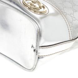 مملوكة مسبقًا Gucci New Britt Silver Monogram Medium Hobo