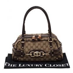 Pre Owned Gucci Beige/Ebony GG Canvas Wave Boston Bag