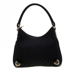 Pre Owned حقيبة غوتشي حلقة D أيبي كانفاس GG سوداء