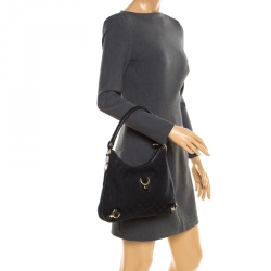 Pre Owned حقيبة غوتشي حلقة D أيبي كانفاس GG سوداء