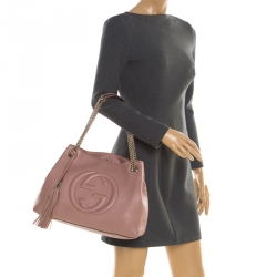 Pre Owned حقيبة كتف غوتشي سوهو متوسطة جلد سوداء