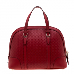 Pre Owned Gucci Red Microguccissima Leather Nice Dome Satchel
