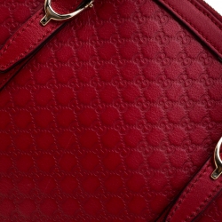 Pre Owned Gucci Red Microguccissima Leather Nice Dome Satchel