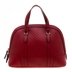Pre Owned Gucci Red Microguccissima Leather Nice Dome Satchel