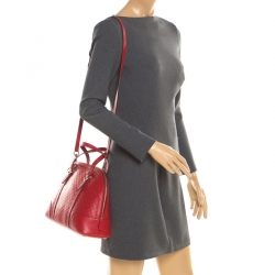 Pre Owned Gucci Red Microguccissima Leather Nice Dome Satchel