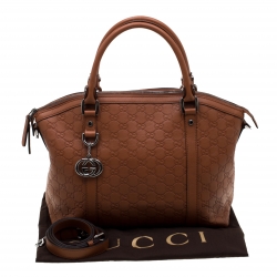 مملوكة مسبقًا Gucci Brown Guccissima Leather GG Charm Dome Satchel