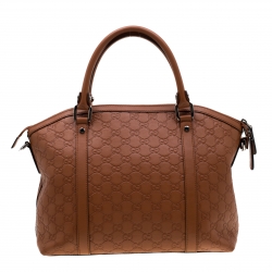 مملوكة مسبقًا Gucci Brown Guccissima Leather GG Charm Dome Satchel