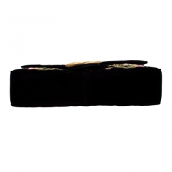 Pre Owned حقيبة كتف غوتشي مارمونت GG مطرزة صغيرة قطيفة سوداء