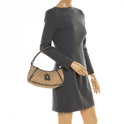 مملوكة مسبقًا حقيبة كتف غوتشي آبي كانفاس GG بيج/بنفسجي صغيرة