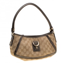 مملوكة مسبقًا حقيبة كتف غوتشي آبي كانفاس GG بيج/بنفسجي صغيرة