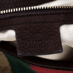 Pre Owned حقيبة غوتشي ويب جاكي ويب سويدي وكانفاس GG بنية