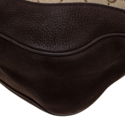 Pre Owned حقيبة غوتشي ويب جاكي ويب سويدي وكانفاس GG بنية