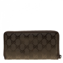 Gucci Olive Green GG Guccissima Coated Canvas Zip Around Wallet