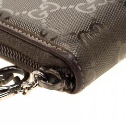 Gucci Olive Green GG Guccissima Coated Canvas Zip Around Wallet