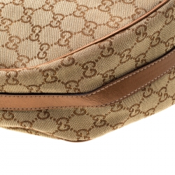 Pre Owned Gucci Beige/Bronze Guccissima Canvas and Leather GG Twins Medium Hobo