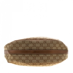 Pre Owned Gucci Beige/Bronze Guccissima Canvas and Leather GG Twins Medium Hobo