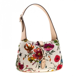 Pre Owned Gucci Multicolor Floral Print Canvas Limited Edition Jackie O Shoulder Bag