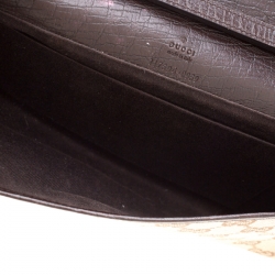 Pre Owned Gucci Beige GG Canvas Bamboo Clutch