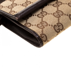 Pre Owned Gucci Beige GG Canvas Bamboo Clutch