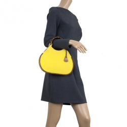 مملوكة مسبقًا Gucci Yellow Bamboo and Woven Trim Hobo