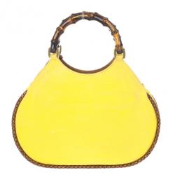 مملوكة مسبقًا Gucci Yellow Bamboo and Woven Trim Hobo