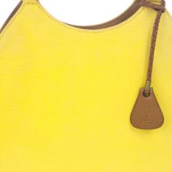 مملوكة مسبقًا Gucci Yellow Bamboo and Woven Trim Hobo
