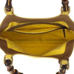 مملوكة مسبقًا Gucci Yellow Bamboo and Woven Trim Hobo