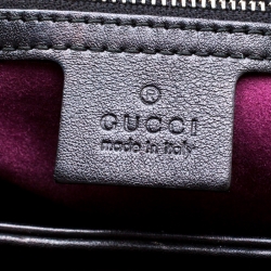 Pre Owned Gucci Black Patent Leather Lady Lock Bamboo Top Handle Bag