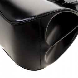 Pre Owned Gucci Black Patent Leather Lady Lock Bamboo Top Handle Bag