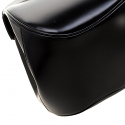 Pre Owned Gucci Black Patent Leather Lady Lock Bamboo Top Handle Bag