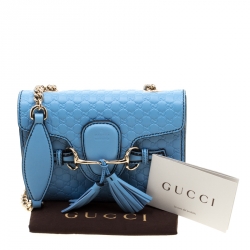 Pre Owned حقيبة كتف غوتشي إيميلي جلد غوتشيسيما بنية متوسطة بسلسلة