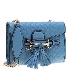 Pre Owned حقيبة كتف غوتشي إيميلي جلد غوتشيسيما بنية متوسطة بسلسلة