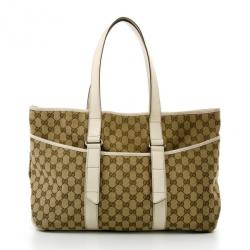 Pre Owned Gucci Monogram Medium Perforated Shopper