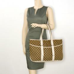 Pre Owned Gucci Monogram Medium Perforated Shopper