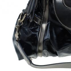 Pre Owned حقيبة غوتشي جلد أسود يد علوية ديالوكس أيفوري بوب بامبو