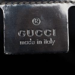 Pre Owned حقيبة غوتشي جلد أسود يد علوية ديالوكس أيفوري بوب بامبو