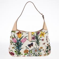 مملوكة مسبقًا Gucci Limited Edition Jackie O Bouvier Botanical Floral Beaded/Embroidered Hobo Bag