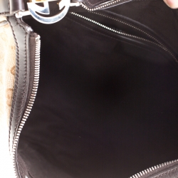 Pre Owned Gucci Beige/Black GG Canvas and Leather GG Twins Medium Hobo