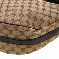 Pre Owned Gucci Beige/Black GG Canvas and Leather GG Twins Medium Hobo