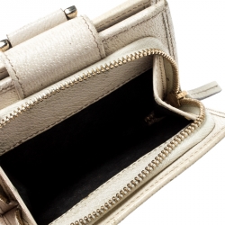 Gucci Pink/Off White GG Canvas and Leather D Ring Compact Wallet