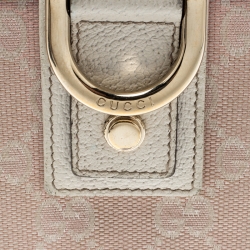 Gucci Pink/Off White GG Canvas and Leather D Ring Compact Wallet