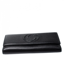 مملوكة مسبقًا محفظة غوتشي قلاب كونتيننتال سوهو جلد سوداء