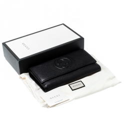 مملوكة مسبقًا محفظة غوتشي قلاب كونتيننتال سوهو جلد سوداء