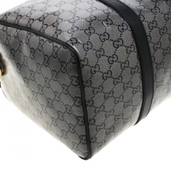 مملوكة مسبقًا حقيبة غوتشي جوي بوسطن متوسطة جلد غوتشيسيما سوداء/ رمادية