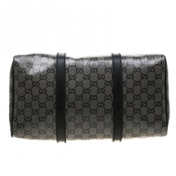 مملوكة مسبقًا حقيبة غوتشي جوي بوسطن متوسطة جلد غوتشيسيما سوداء/ رمادية