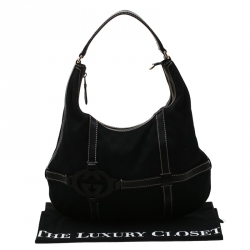 Pre Owned Gucci Black GG Canvas Royal Hobo